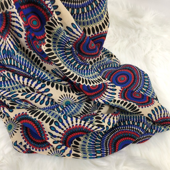 Liviya Infinity Scarf – African Print Boho Headwrap, Multicolor, Geometric - Picture 5 of 8